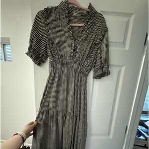 This is a vintage short sleeve maxi dress